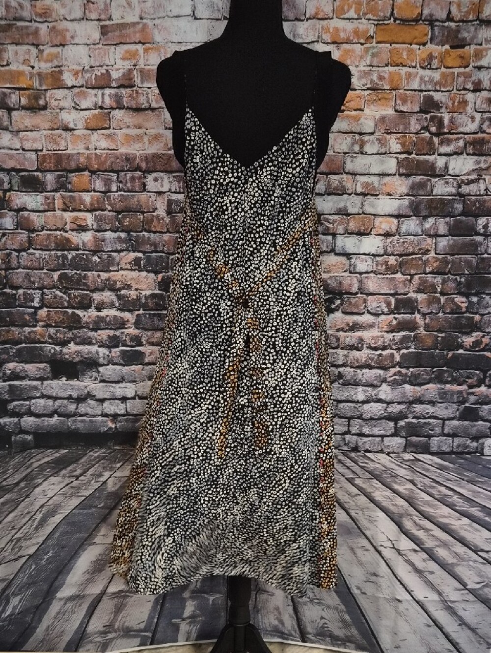 rag & bone Collette 100% Silk Black Maxi Slip Dress with Small Floral Print - Picture 10 of 12